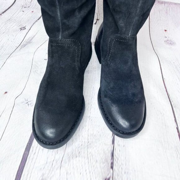 NWOT BORN BORMAN SUEDE LEATHER TALL CHEETAH INTERIOR CUFF BOOTS - 7M - Picture 7 of 9